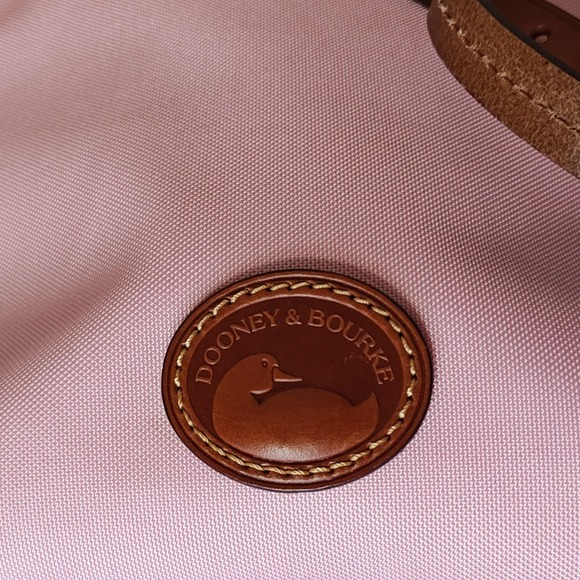 Dooney & Bourke Crossbody Bag Womens Pink Canvas Nylon Leather Trim Purse Zip - Picture 8 of 16
